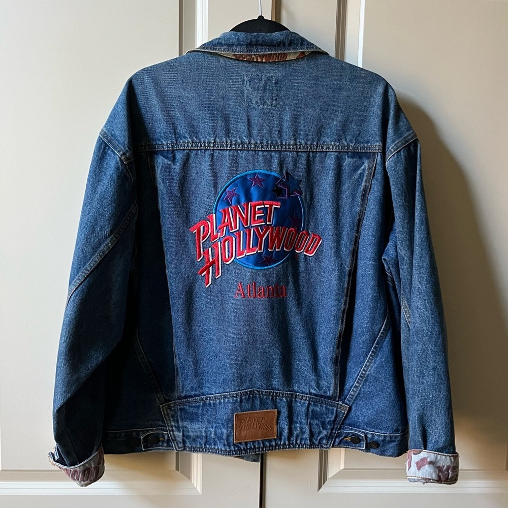 1990s Vintage Planet Hollywood Atlanta Jean Jacket Size XL - Picture 3 of 11